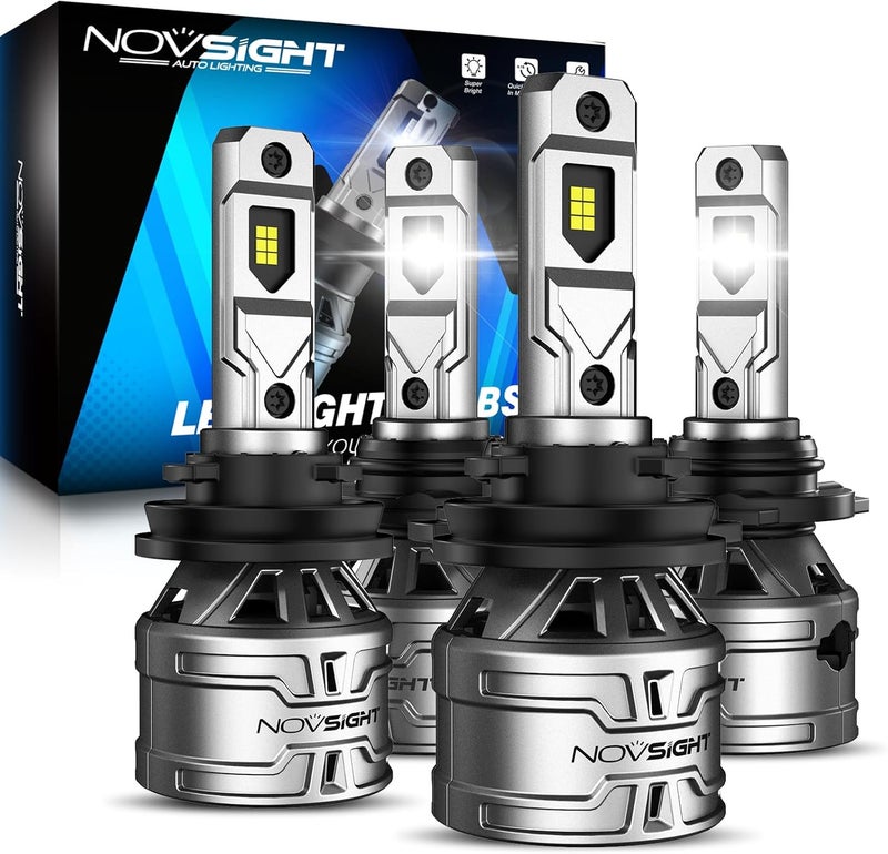NOVSIGHT 9005 H11 Fog Bulbs - 600% Super Bright HB3 H9/H8 Fog Bulbs Combo with Cooling Fan, 3-Min Quick Installation, 6500K, Pack of 4 - Image 1